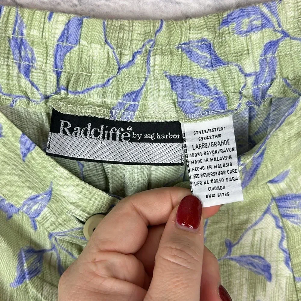 Vintage Sag Harbor Green Floral Midi Skirt Size L Buttondown 80's NWT